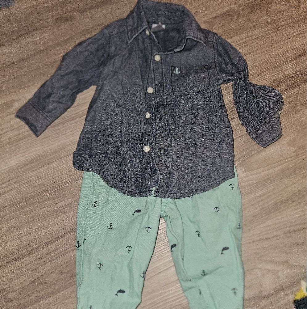Carter's Button Down Shirt with Matching Pants